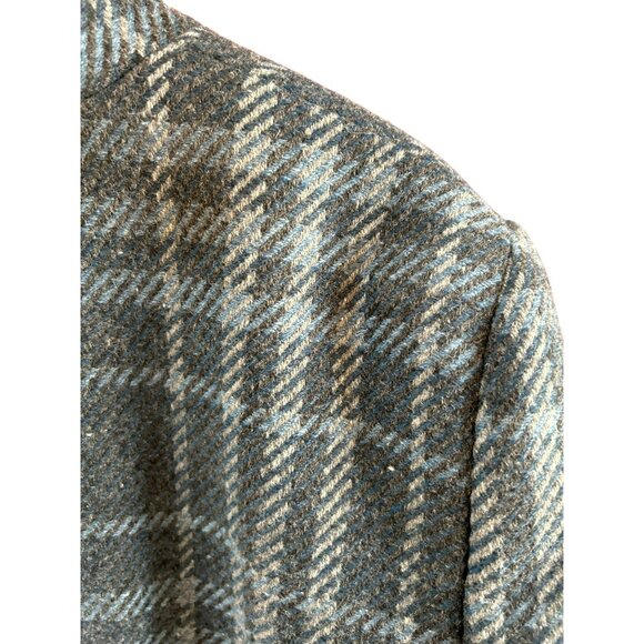 Talbots Women's Plus Size Blue Gray Plaid Wool Snap Front Blazer 24W Layering - Picture 5 of 6